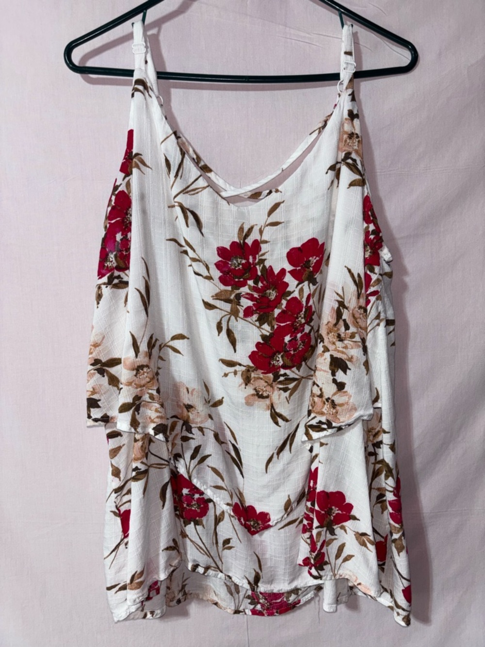 torrid Cream Floral Rayon Cami with Pink & Brown Accents